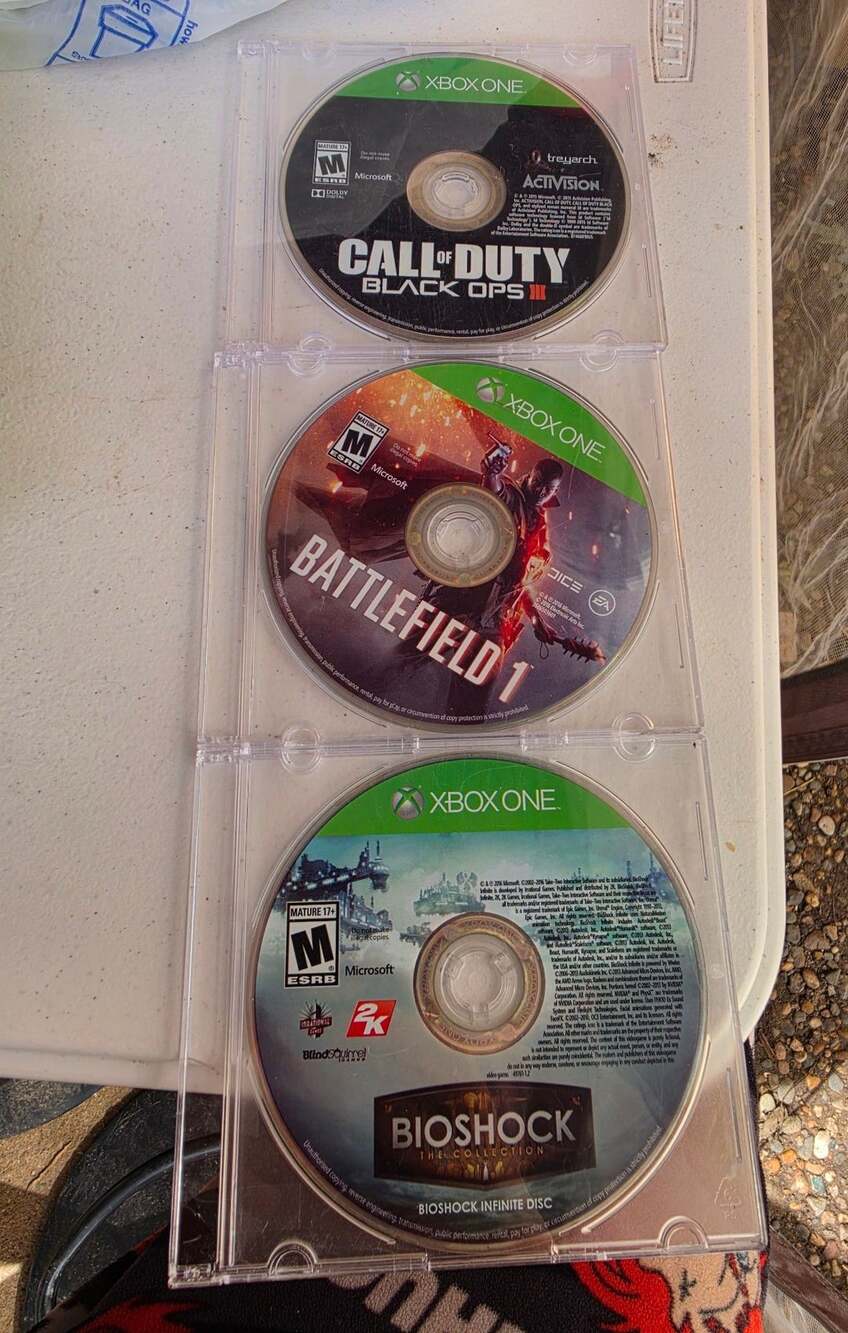 Microsoft Xbox One Game Disc Lot Battlefield 1 Call Of Duty Black Ops 3 Bioshock
